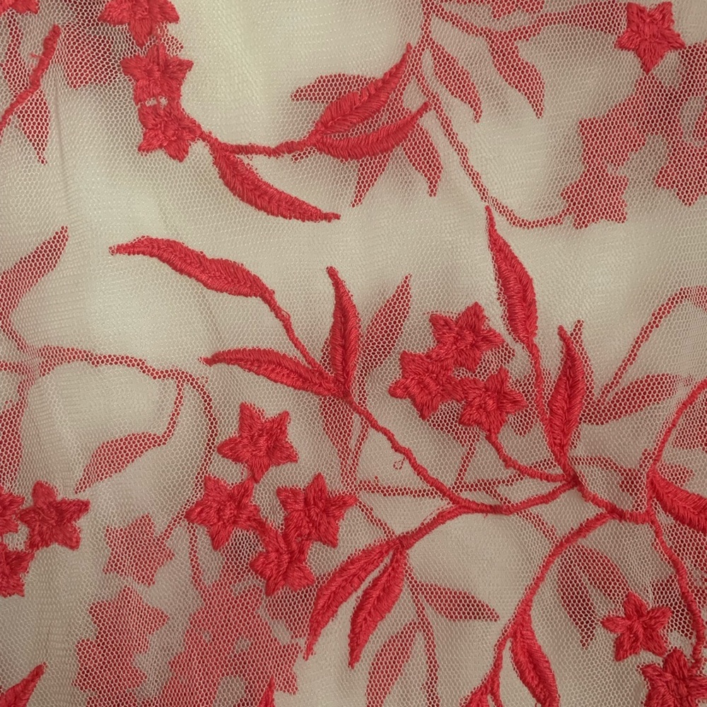 3x coral sheer floral peplum top - Picture 4 of 5